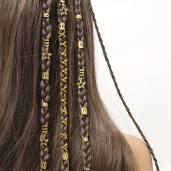 36pcs Star Decor Hair Ring Accessories ,Beads Hair Braid Rings Clips Dread Locks Hair Braiding Metal Cuffs Decoration