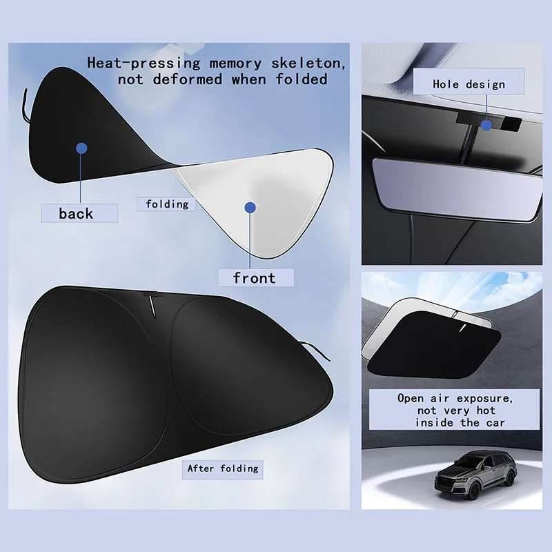 Car Windshield Sun Shade with Storage Bag Reflector Sunshade Car Reflective Sun Blocker Foldable for Cars SUV Sedans Car Accesso