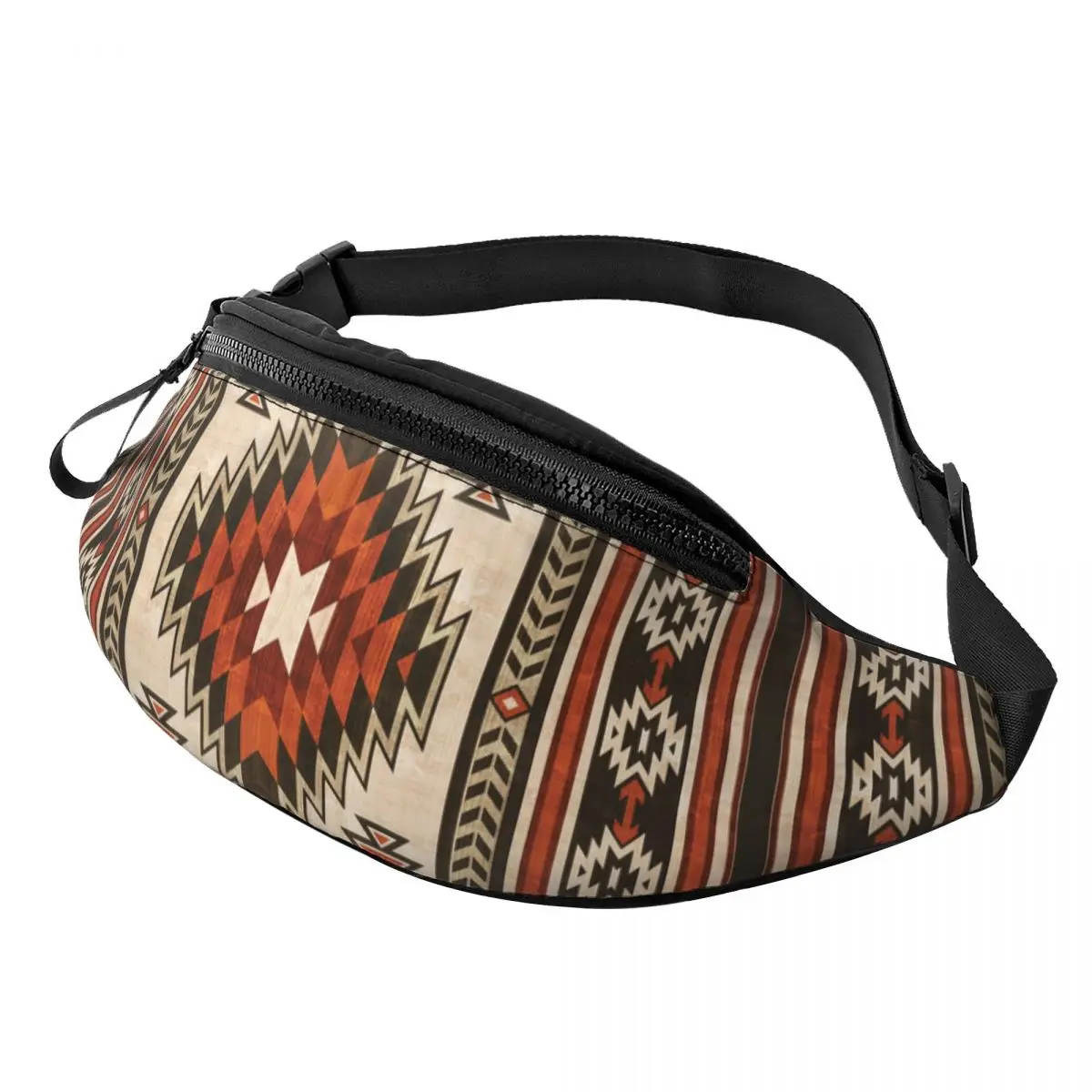 Custom Native Southwest Navajo Mexican Ethnic Aztec Fanny Pack Men Women Cool Crossbody Waist Bag for Running Phone Money Pouch