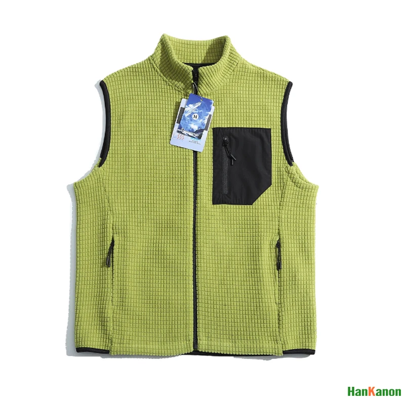 Outdoor Functional Couple’s Vest: Waffle Texture Fleece with Bonded Polar Fleece Lining, Insulated Sleeveless Outerwear