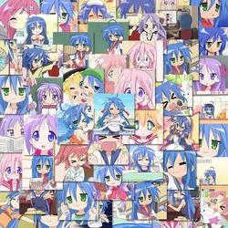 Pegatinas de Anime de la estrella de la suerte para niñas, calcomanía de dibujos animados de Izumi, Konata, Takara, Miyuki, álbum de recortes Kawaii, Hiiragi, Kagami, 10/30/54 piezas