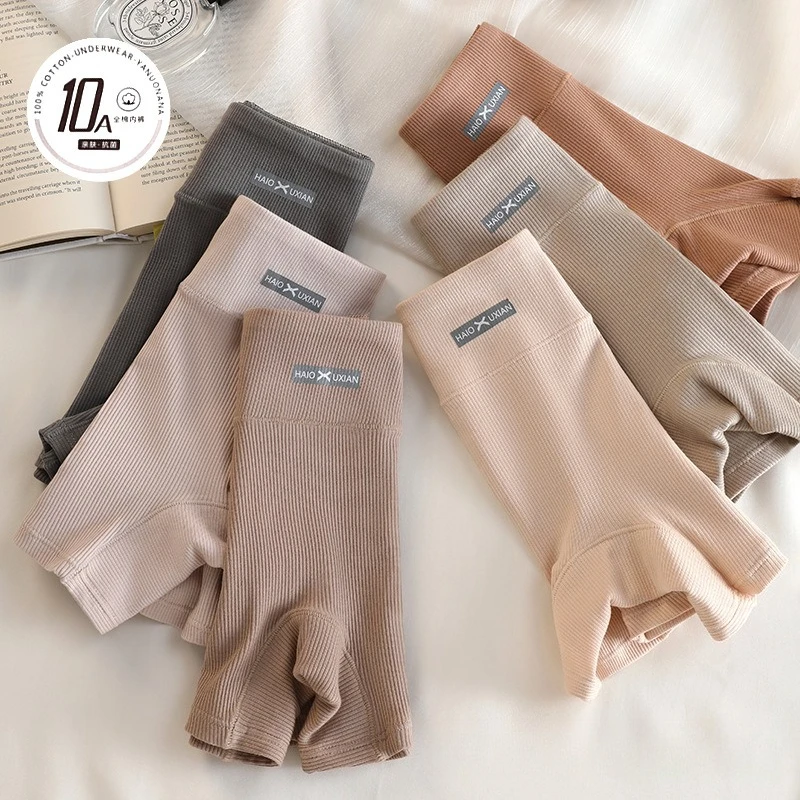 60S Cotton Women Panties Two-in-one Safety Pants 10A Antibacterial Breathable Boxers Safety Pants Ladies Girls Threaded Briefs