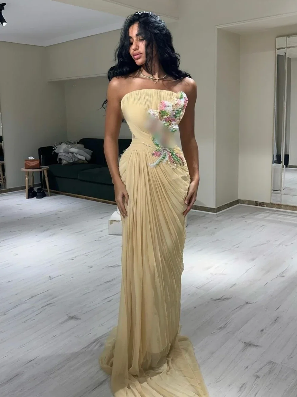 Customized Prom Dress Evening Formal Gown Women Saudi Arabia Jiayigong High Quality Exquisite Strapless Mermaid Es Beading Flow