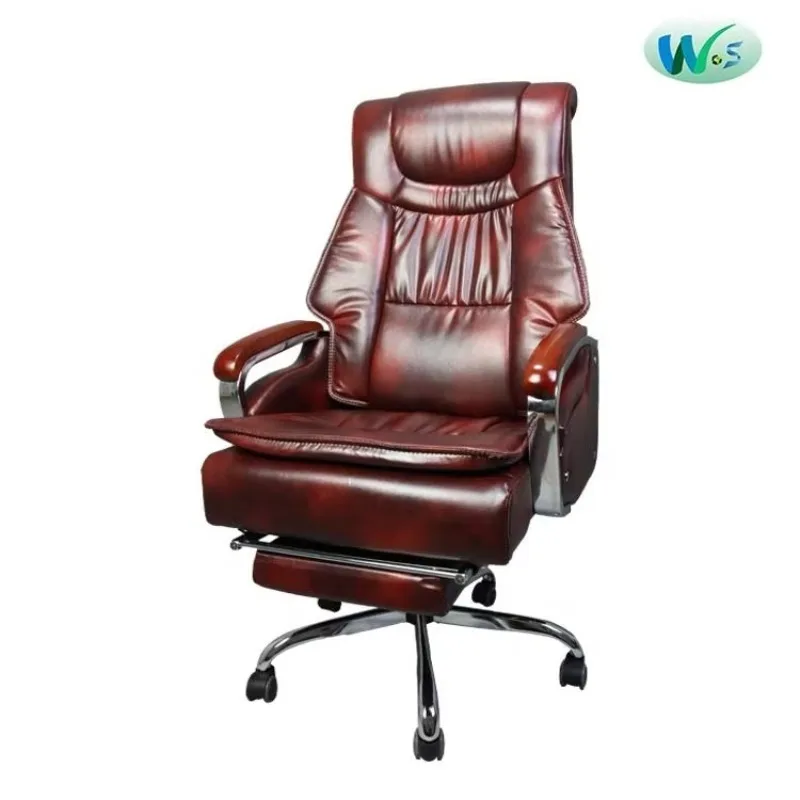 WS1529 High-grade Leather Brown Ergonomic Home Office Chair Big boss Executive Leather Office Chair with Multi-point Massage