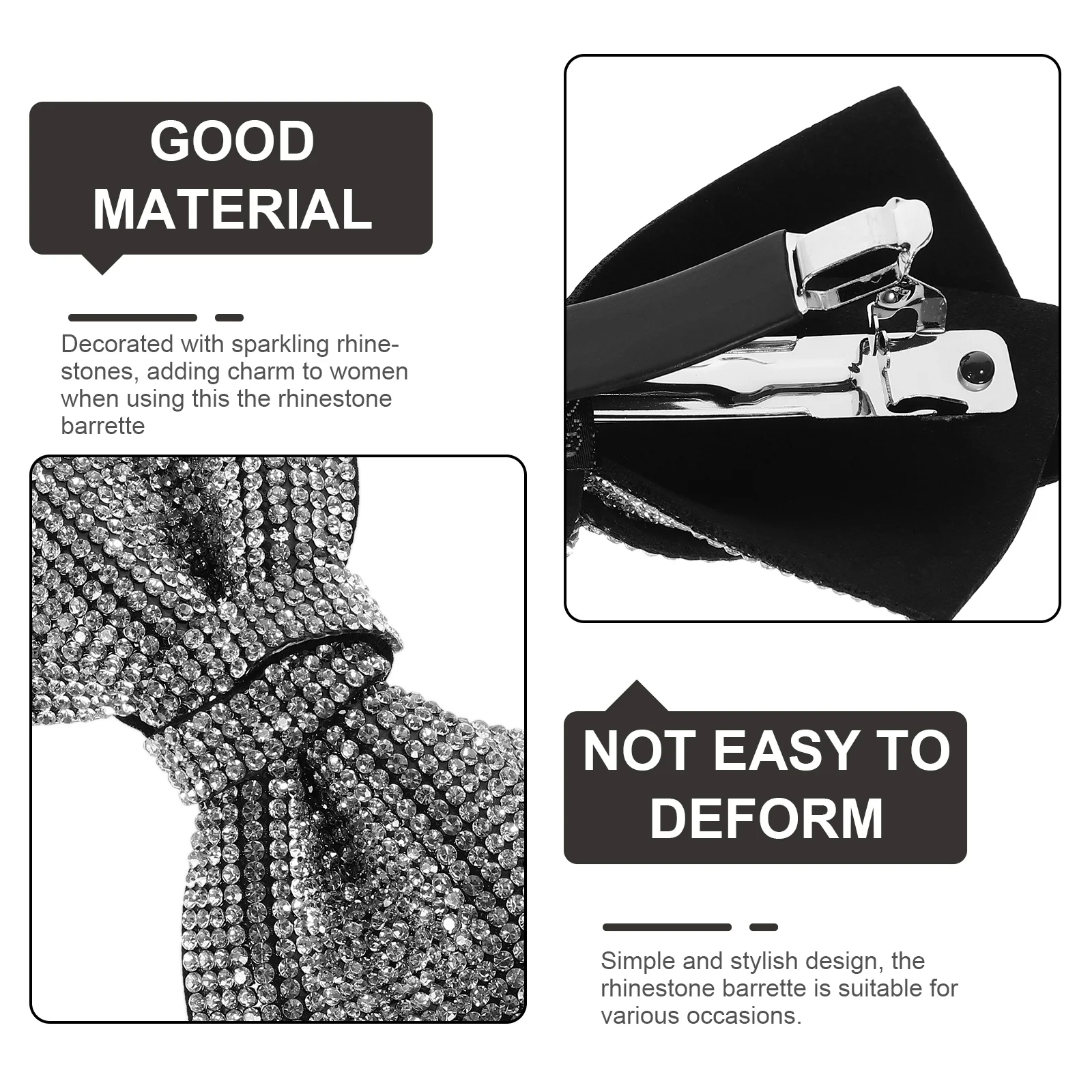 

Large Bow Clip Rhinestone Bow Hair Clip Durable Styling Tool Comfortable Hair Accessory Women Small Bows for Girls