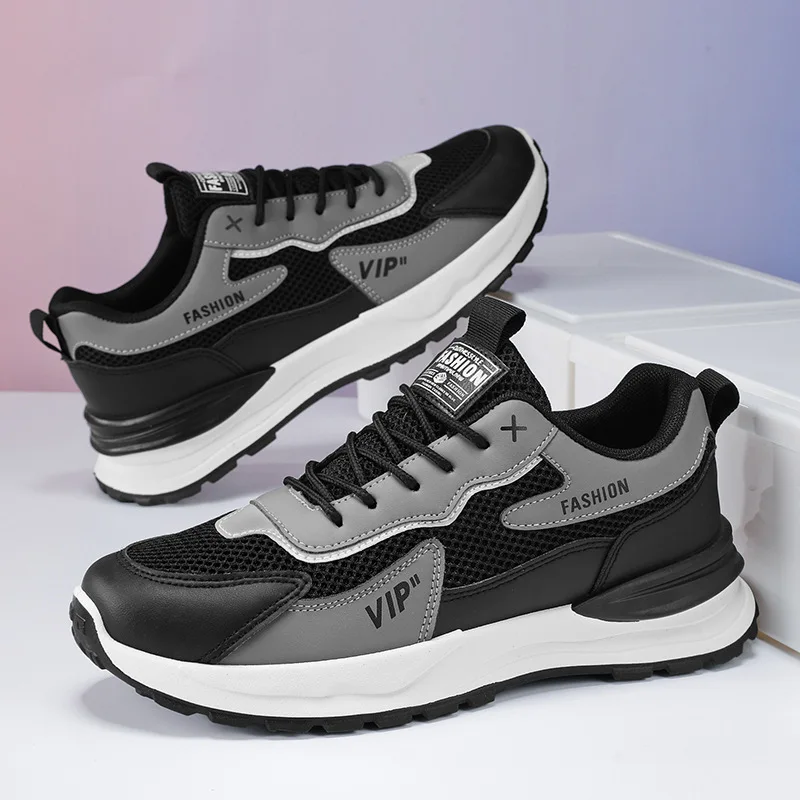 New Summer Low-top Men's Shoes Breathable Mesh Soft-soled Shoes Men Trendy Thick-soled Sneaker Casual Running Dad Shoes for Men