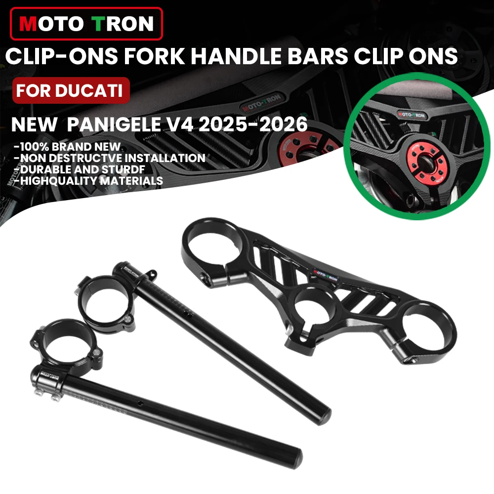 MOTO-TRON CNC Aluminum Motorcycle Handlebar Clip-Ons Fork Handle Bars Clip ons For  DUCATI Panigele v4 2025-2026