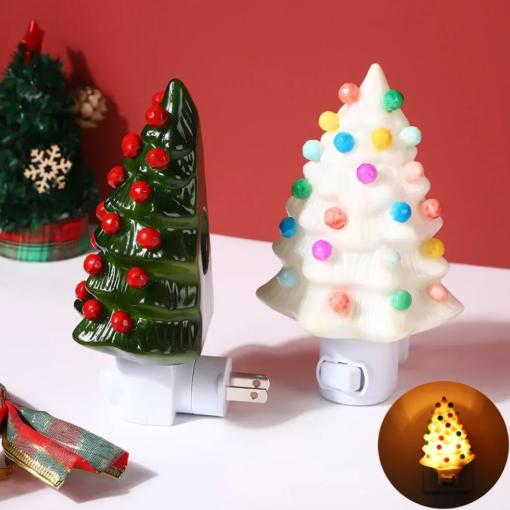 

Xiaomi Christmas Night Light Socket US Plug LED Resin Christmas Tree Wall Lamp For Bedroom Bedside Decoration Children Gift
