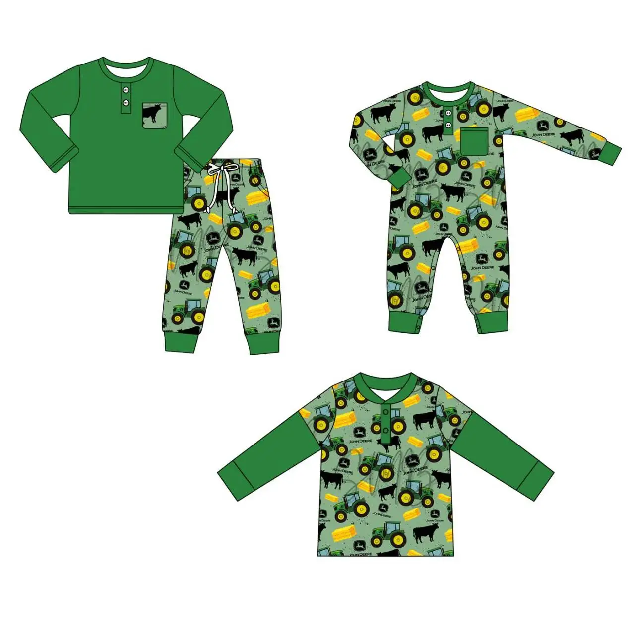 Boutique children's suit long-sleeved button car cow print trousers boy suit baby jumpsuit long-sleeved top 3-piece set