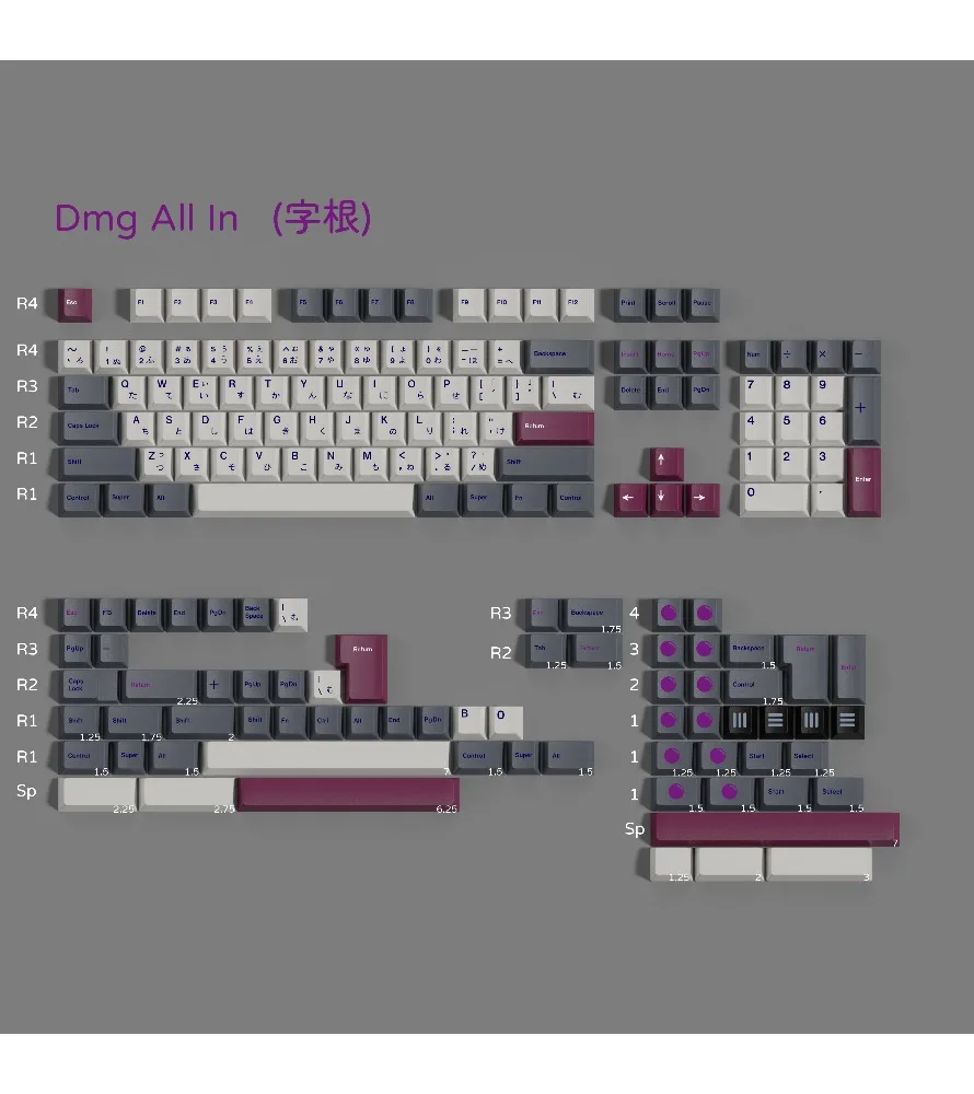 Five-sided hot sublimation original pbt full set of keycaps including 7U compatible ALICE40