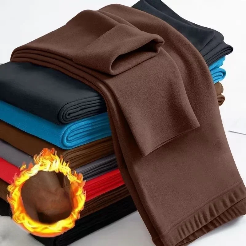 

Men's Fce Lined Thin Thermal Pants High Waist Single Layer Polyester Fiber Warmth Underwear Cotton Sweater Trousers