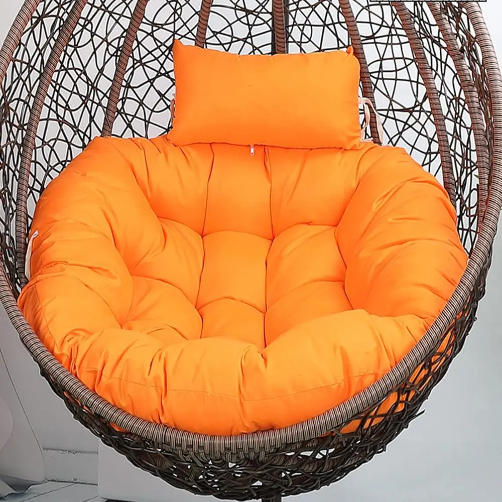 

Outdoor Egg Chair Cushions Orange With Ties, Outdoor Cushions Replacement For Egg Swing Chair,Washable Thicken Patio Swing Pad
