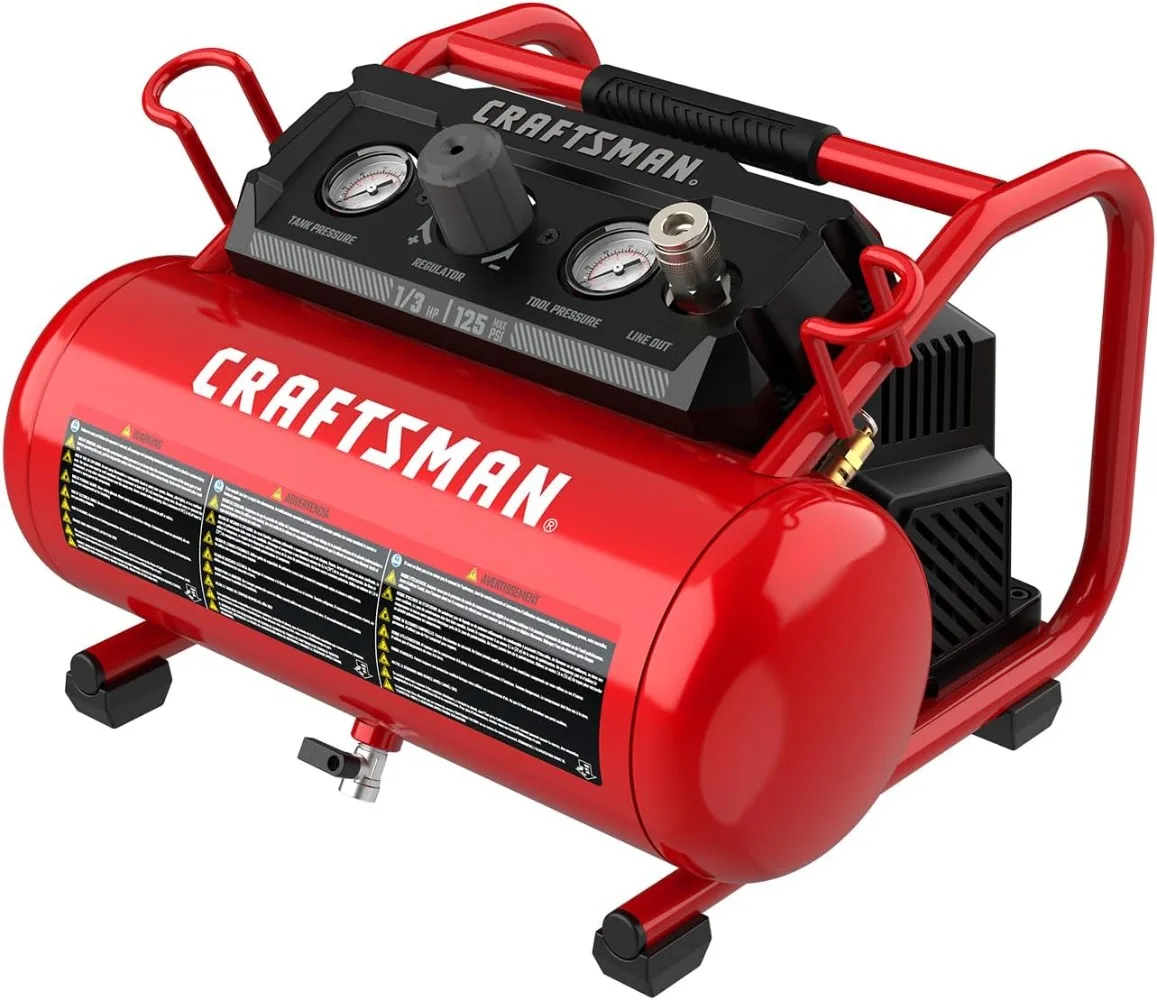 Air Compressor 2 Gallon Portable Hot Dog Compressor 1/3HP Max 125 PSI Oil-Free Maintenance Free Light Weight Air Tools