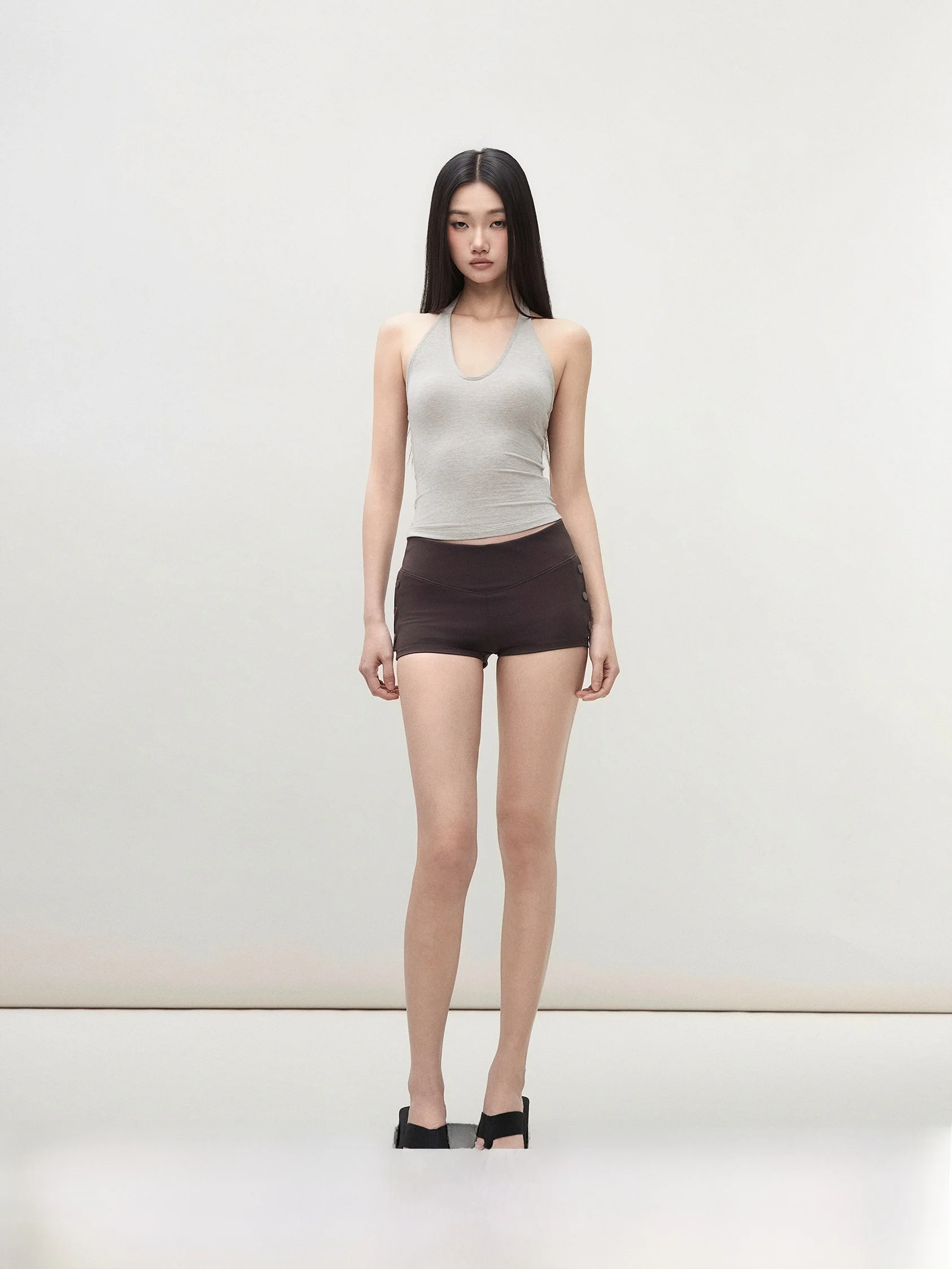 

Коричневые вязаные брюки с V-образным вырезом, широкой талией, облегающие, с высокой талией, в стиле ретро, повседневные, прямые, из микроэластичной ткани, для женщин