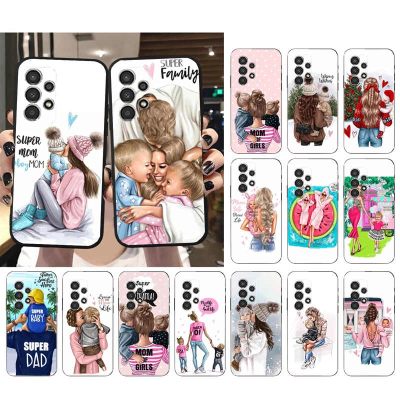 Phone Case for Samsung Galaxy A73 A53 A13 A22 A12 A32 A71 A21S A33 A52 A72 A23 A51 A31 M31 Mom Dad Boy Girl Baby Case