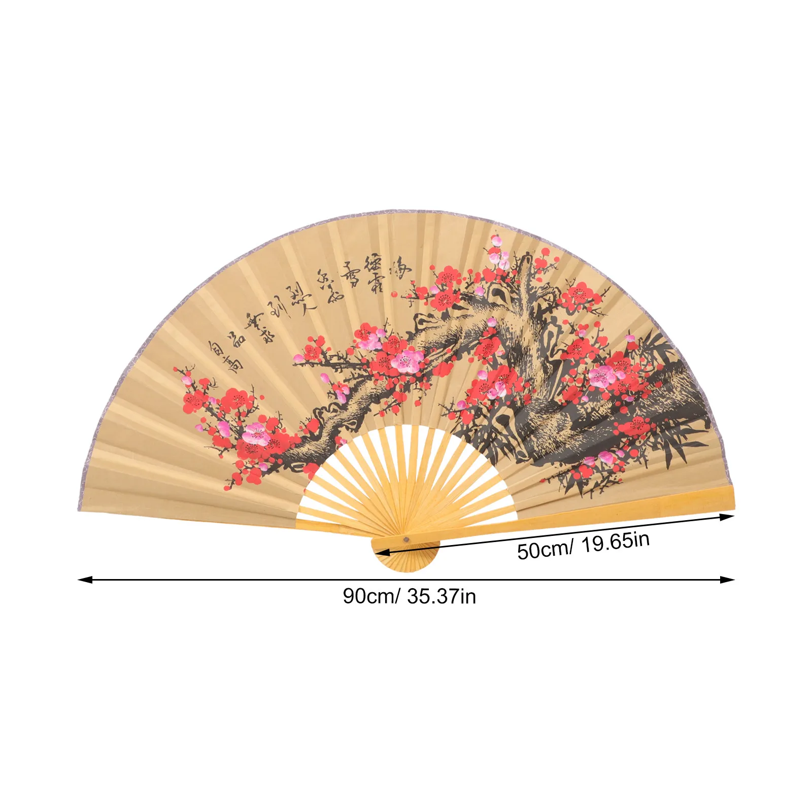 Chinese Style Oversized Folding Wall Fan Paper Wood Flower Pattern Decorative Fan Home Decor Wedding Photo Booth Prop