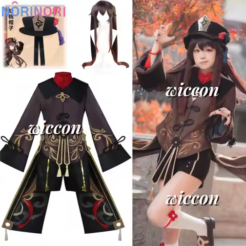 Game Genshin Impact Hutao Cosplay Costume Uniform Wig Chinese Style Halloween Carnival Party Costumes for Women Game Hu Tao
