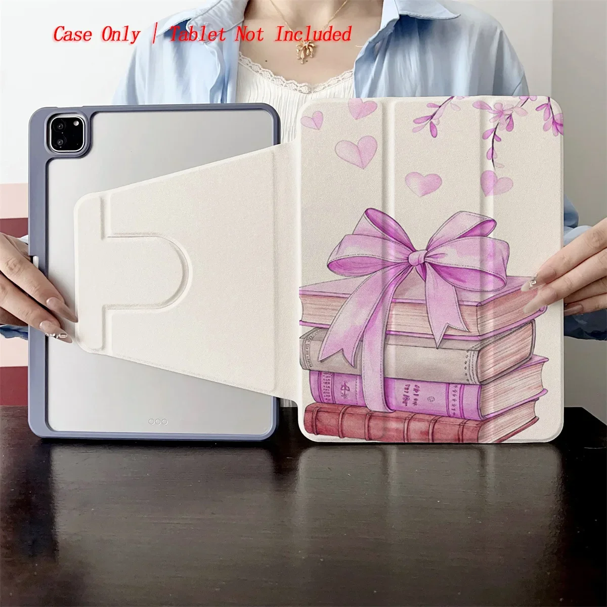 

Delicate Purple Bow + Ancient Books iPad Case For Apple iPad Pro 12.9 Air 5 Mini 6 9th Gen Slim Anti-Scratch Cover