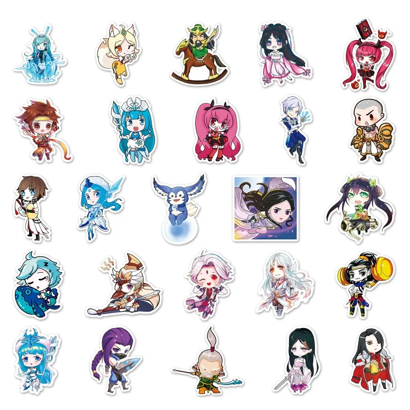 50pcs Honor of Kings Anime Graffiti Stickers Suitcase Water Cup Stationery Mobile Phone Scooter Laptop Refrigerator Decoration