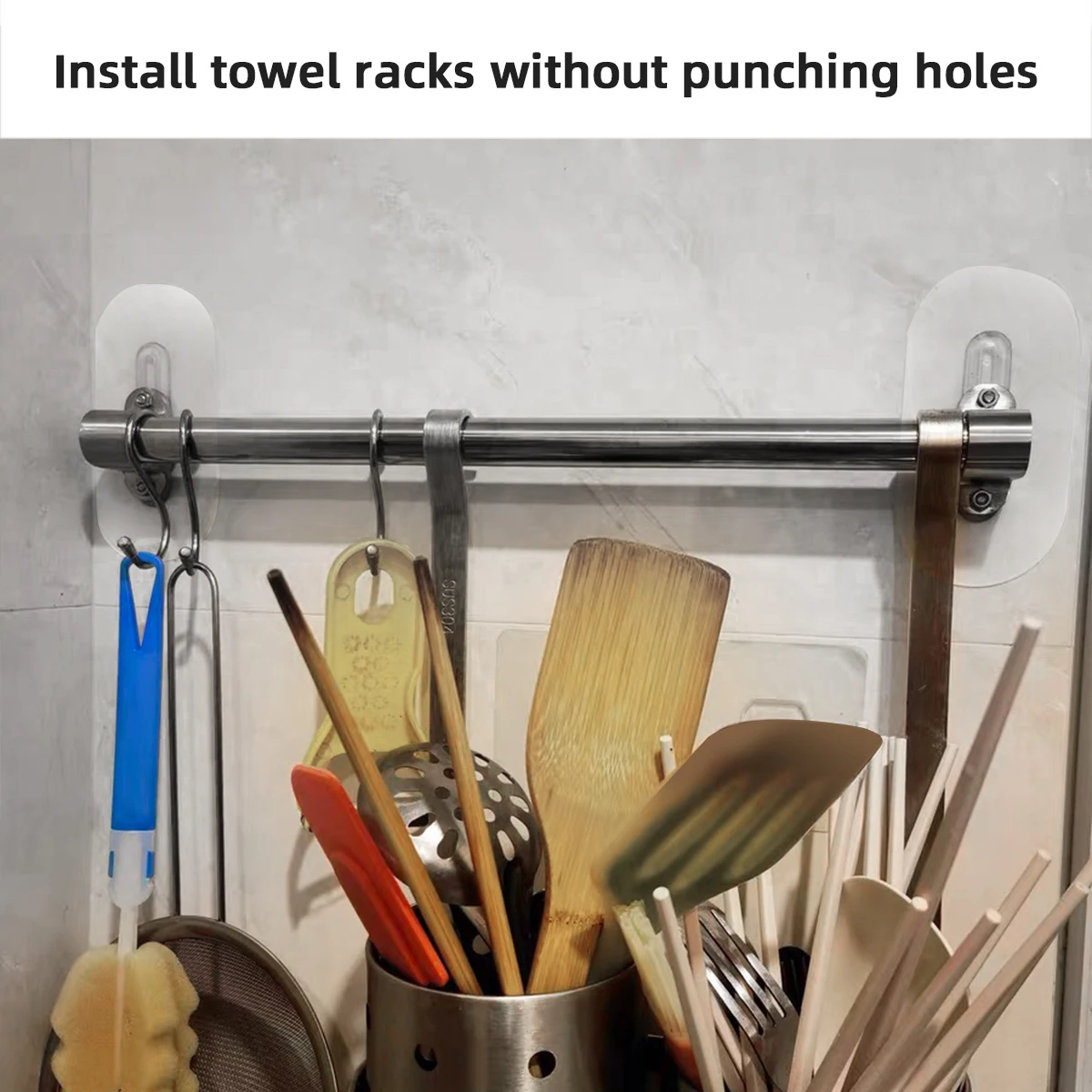 Strong double screw sticker screw adjustable non-punching waterproof kitchen screw hook bathroom accessories