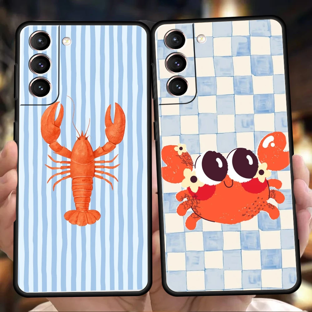 Phone Case For Samsung Galaxy S26 S25 FE S24 S23 S22 S21 Ultra S20 5G S10E Plus Protect Cover Colorful Crab Lobster Striped