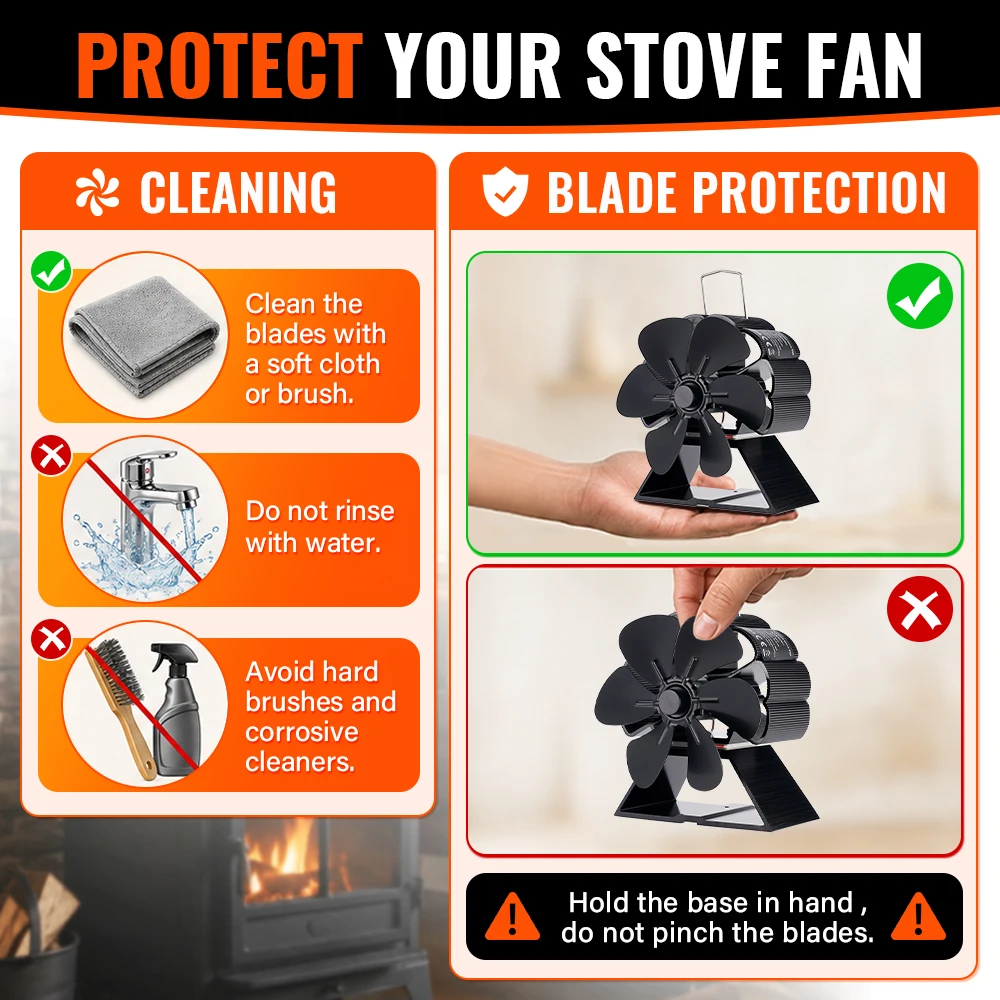 Mini Stove Fan 6 Blade Heat Powered Fireplace Fan Log Wood Burner Eco-fan Quiet Fireplace Fan Home Winter Warm Heat Distribution