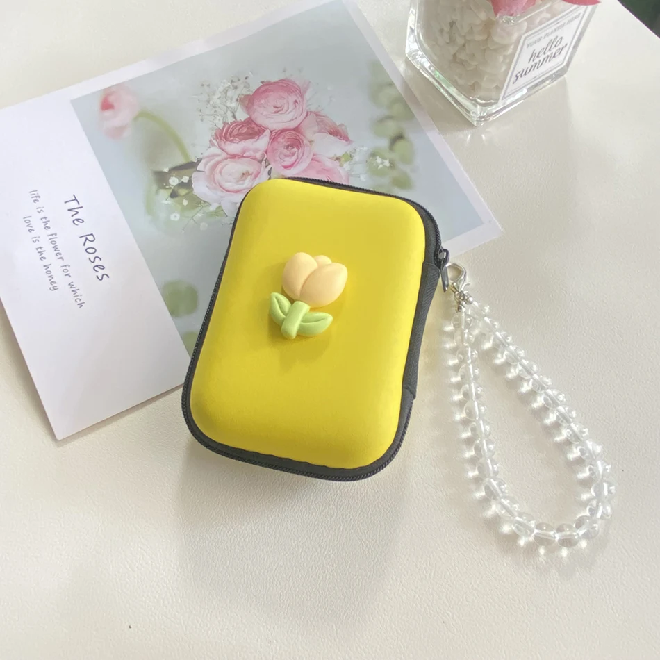 ins flower wristband Storage bags cute For airpods Headphone Storage Case for iPhone USB Cable Earphone Earbuds Accessories box