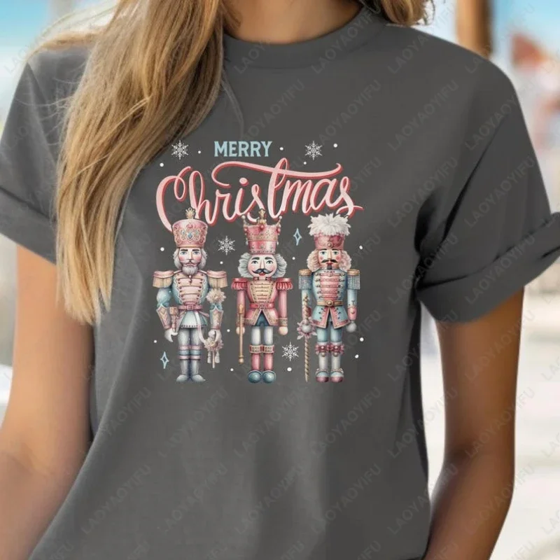 Feliz natal quebra-nozes topos vintage clássico moda streetwear masculino feminino algodão roupas femininas confortável navidad tshirt