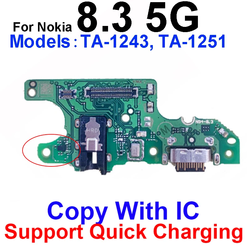 For Nokia 8.3 USB Charging Charger Dock Port Board With Microphone Mic Flex Cable Replacement Parts