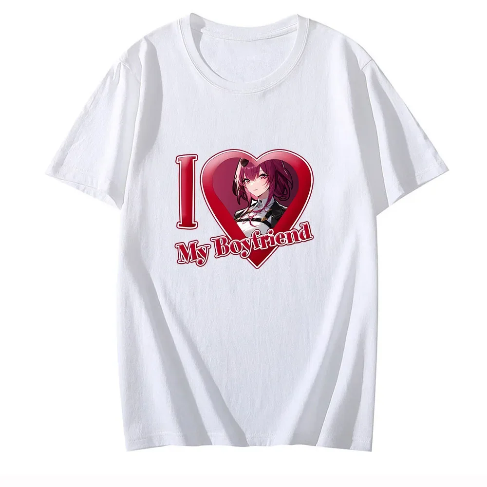 Honkai-Camiseta de manga corta con riel de estrellas para mujer, camiseta de "I Love My Boyfriend", ropa Harajuku, ropa Y2k con cuello redondo, verano 2024