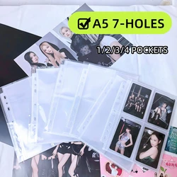 10 Sheets A5 7-hole Clear Loose Leaf Photo Album Replacement Photocards Holder Binder 3-inch 5-inch Card Storage Bag Scrapbook