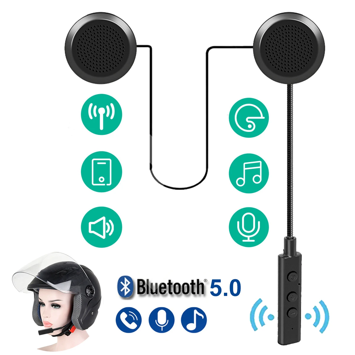 BT-Muisc Moto Helmet Headset Bluetooth 5.0 Motorcycle Earphones Wireless Speaker Headphone Handsfree Call Music Play