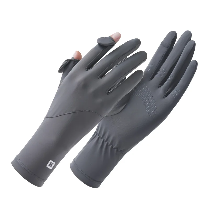 

UV Protection Flip Finger Gloves for Women Summer Long Cuff Cycling Gloves Touch Screen Elegant Ice Silk Outdoor Driving Gloves