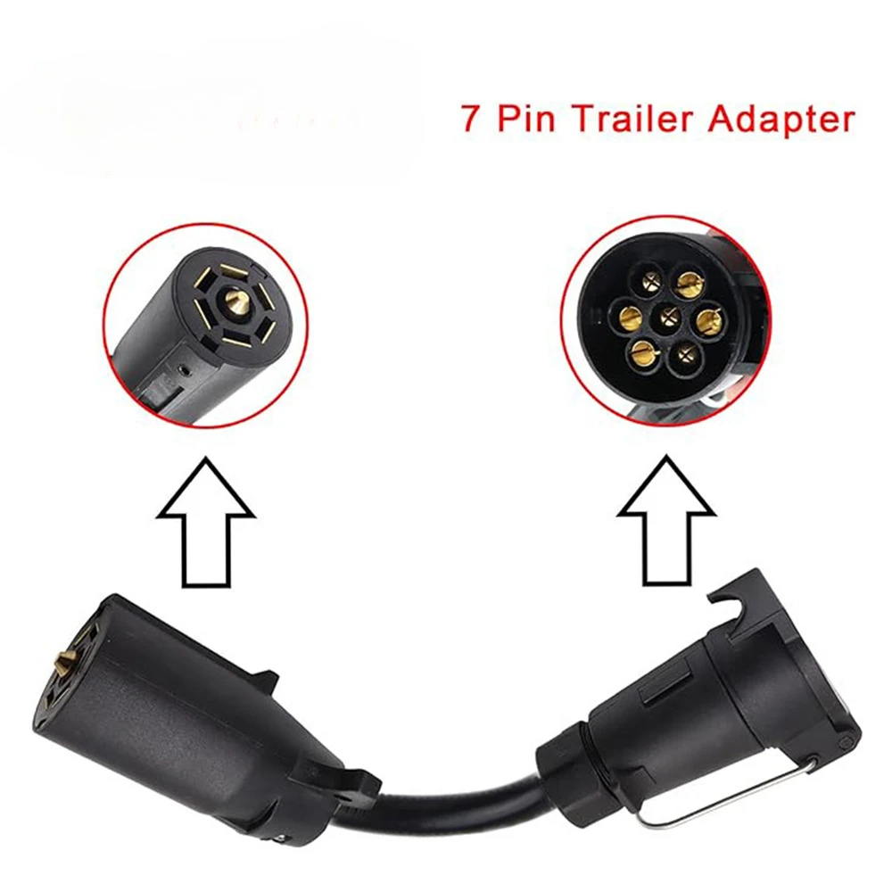 1Pc 7-pin European Socket to 7-pin US Plug Trailer Adapter Connector 7 Blade RV to 7 Way Pin Adapter Trailer Light Converter