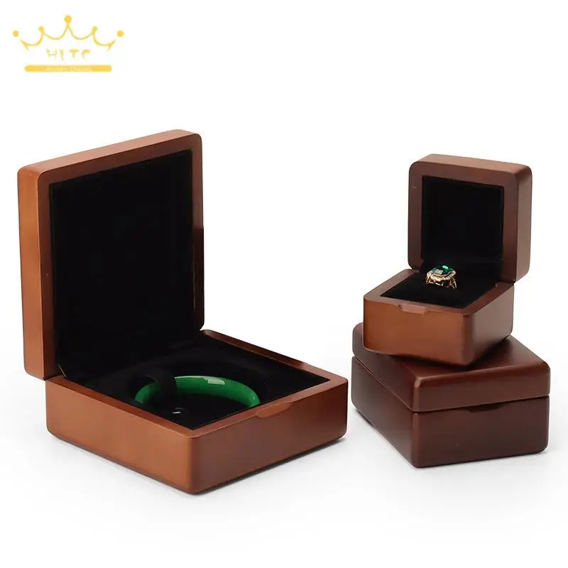 Vintage Wood Jewelry Packaging Gift Box Ring Bracelet Storage Case Jade Pendant Necklace Holder Jewelry Organizer Boxes