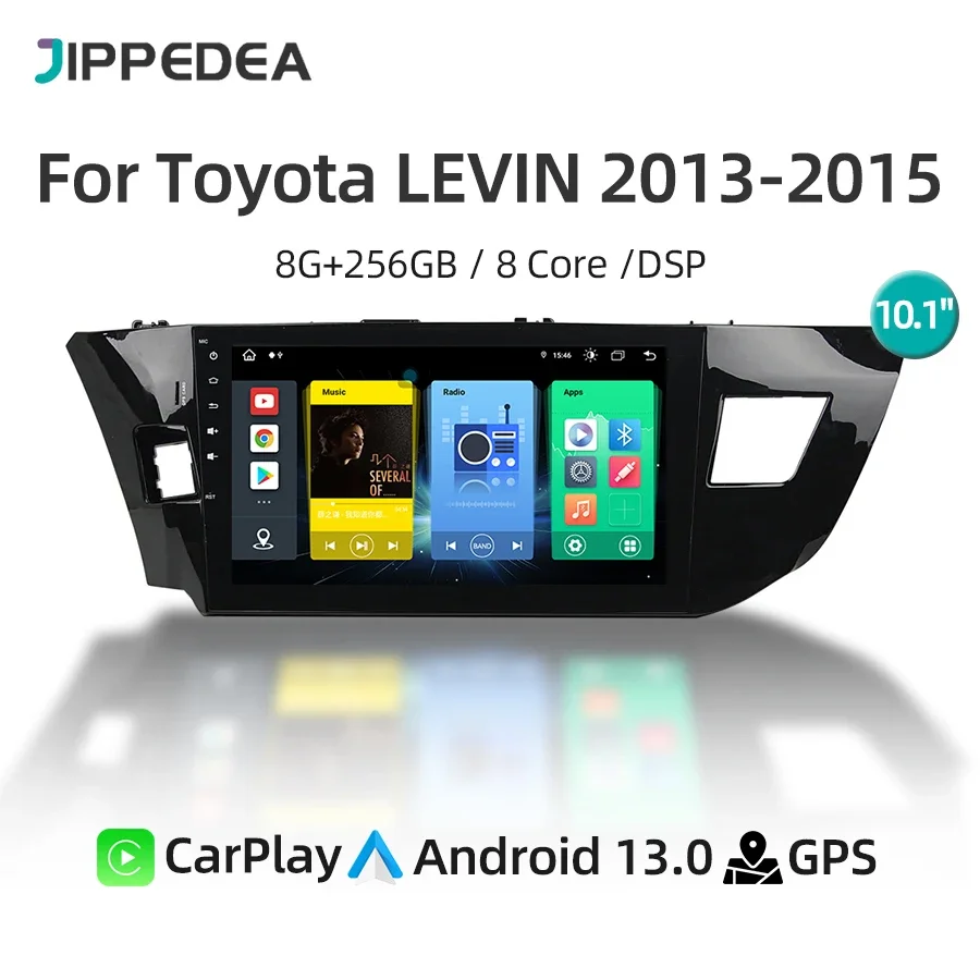 8G 256G CarPlay Android 13.0 Car Multimedia Player GPS Navigation 4G WiFi Bluetooth RDS Car Radio For Toyota LEVIN 2013-2015