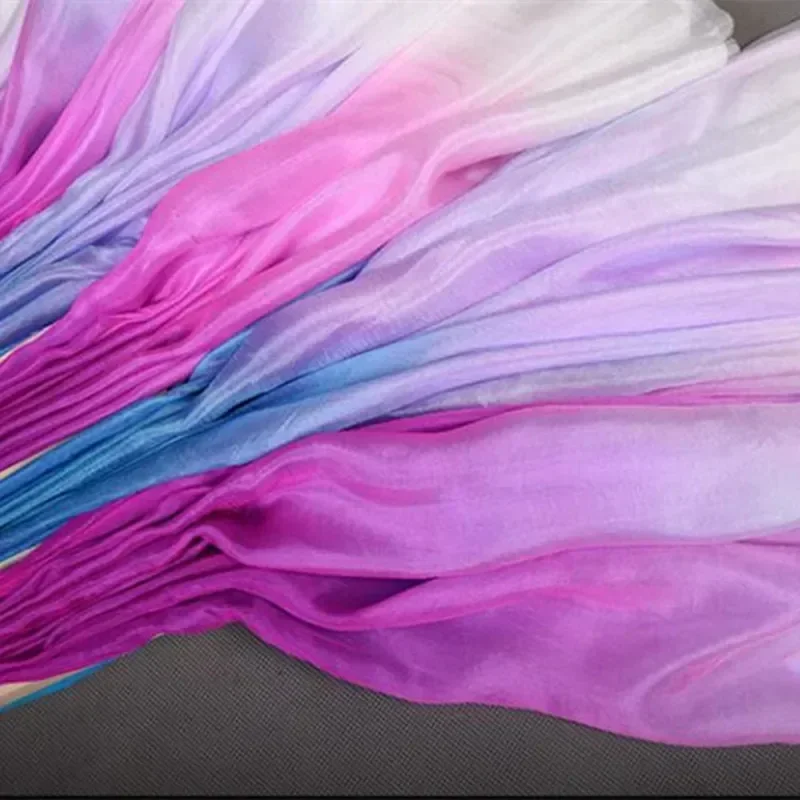 Vente chaude deux couches jasmin ventilateur voile enfants adultes ventre voile accessoires demi-cercle danse voiles vraie soie en gros assortiment taille