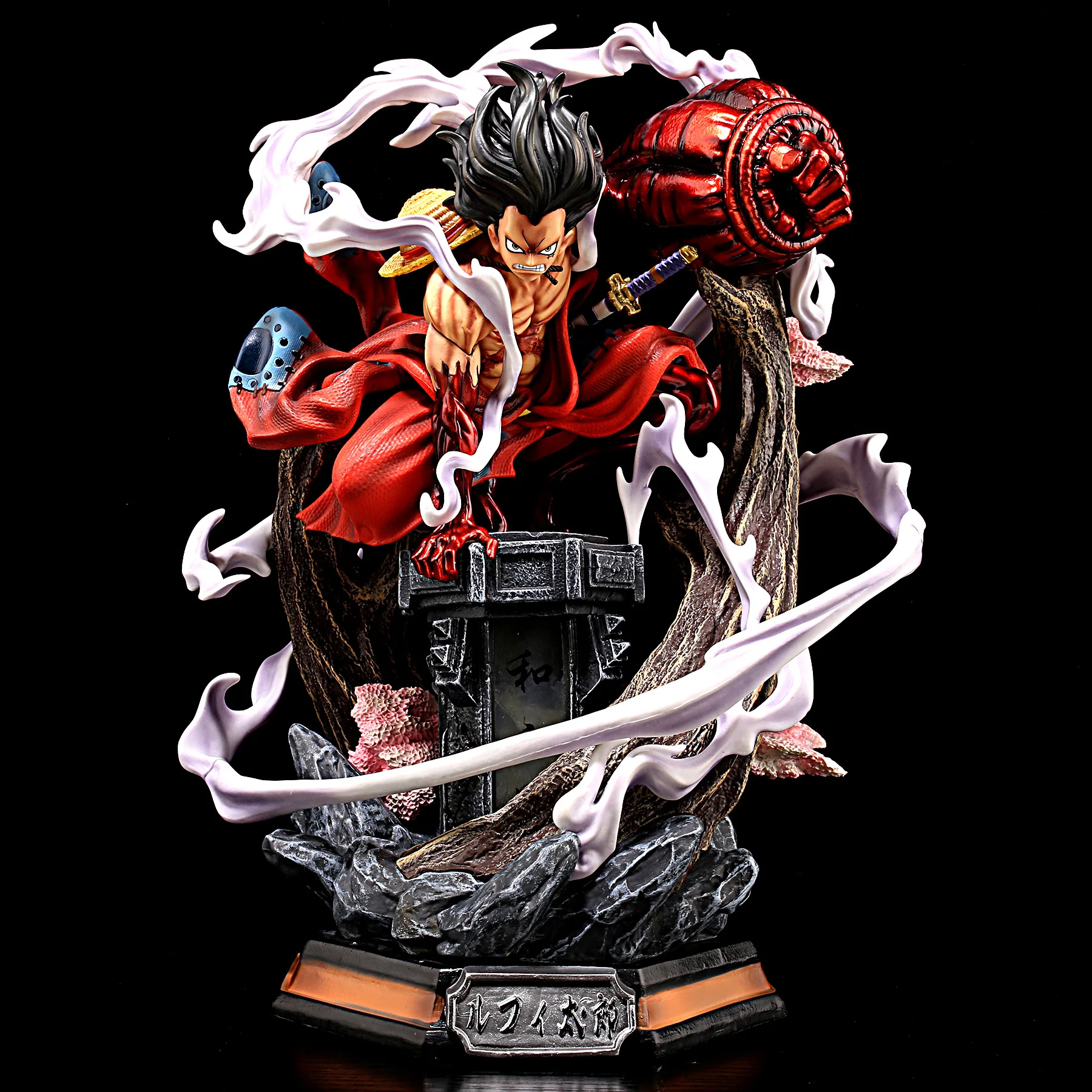 One Piece Anime Figure 26cm Wano Gear 4 Luffy 2 Head Pieces Statue Figures Collectible Model Decoration Toy Christmas Gift