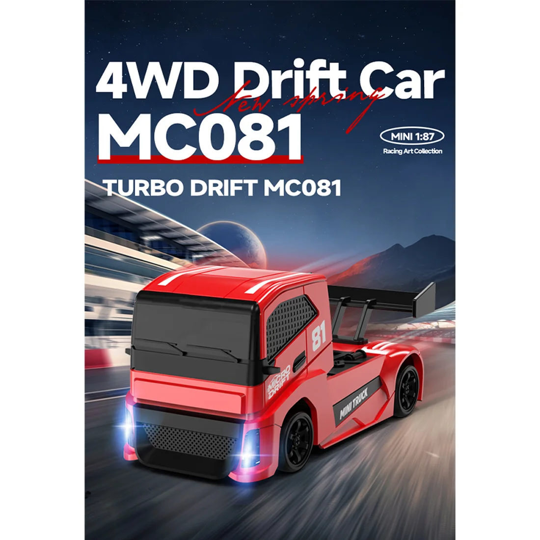 1/87 Micro RC Drift Car 2.4G 4WD Full Proportional Desktop Racing Vehicle with LED Linked Lights Mini Remote Control Toy Gift