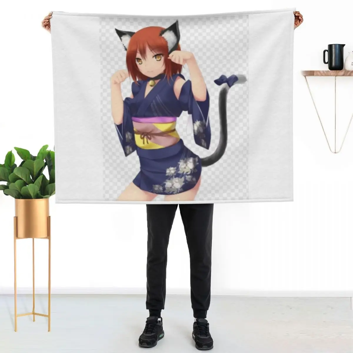 

Huniepop cat version Throw Blanket Cozy Throw Blanket for Bed Sofa Chair