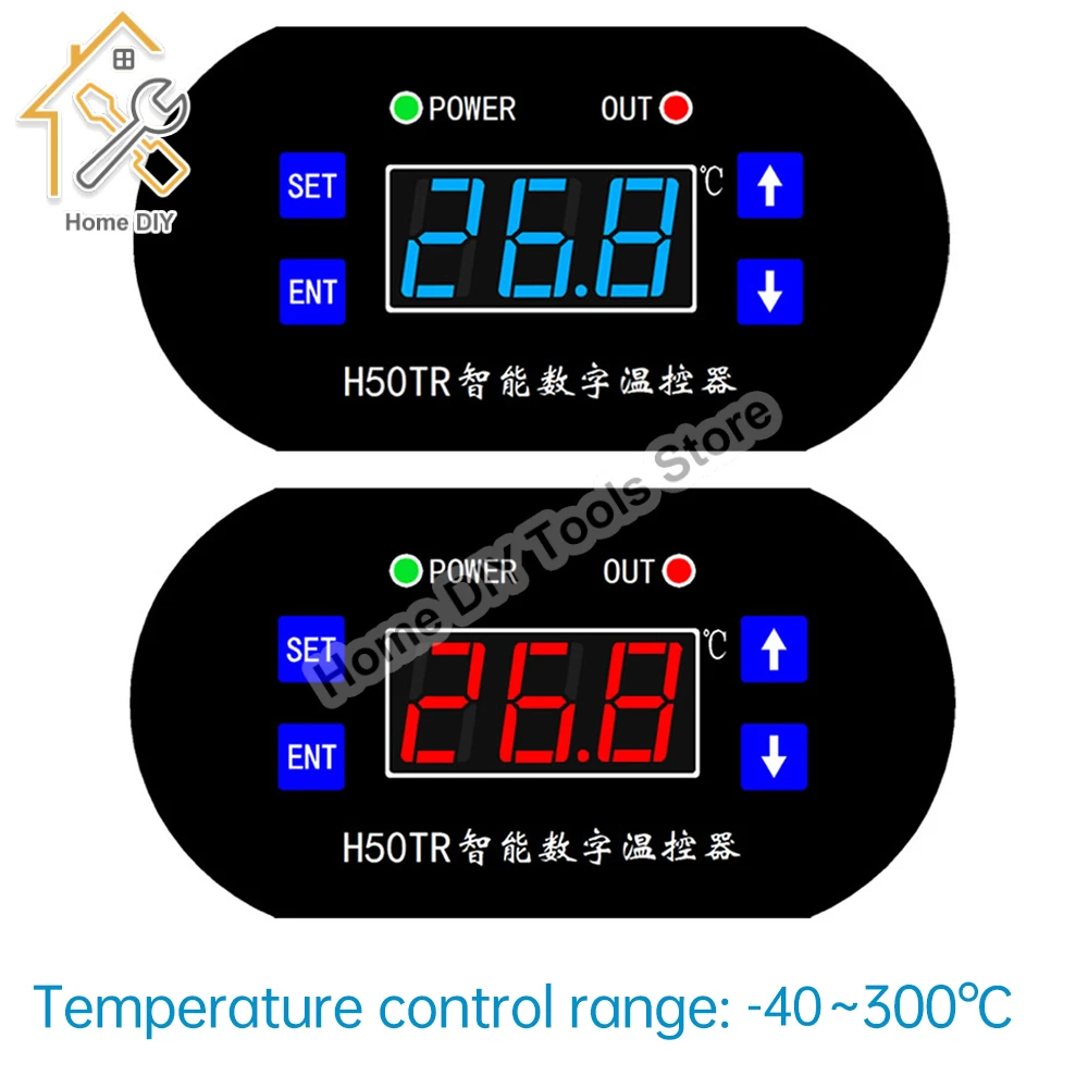 -40~300℃ High Temperature LED Digital Temperature Controller DIY Kits DC 12V 24V 10A Relay Heating Cooling Switch NTC Sensor