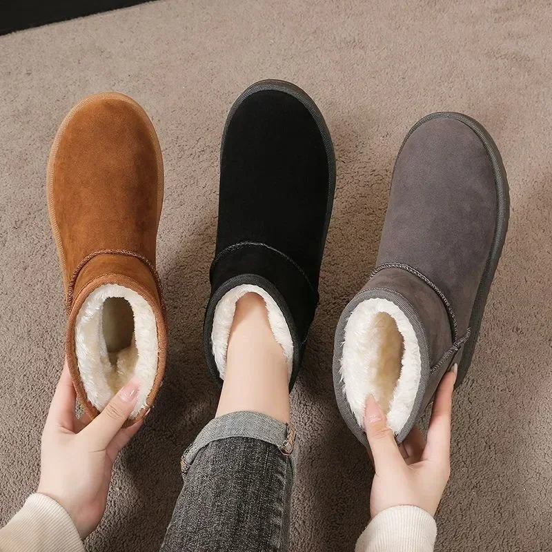 Fashion Winter Brown Short Boots New Platform Shoes Push Size Ankle Boots for Women Waterproof and Warm Snow Boots