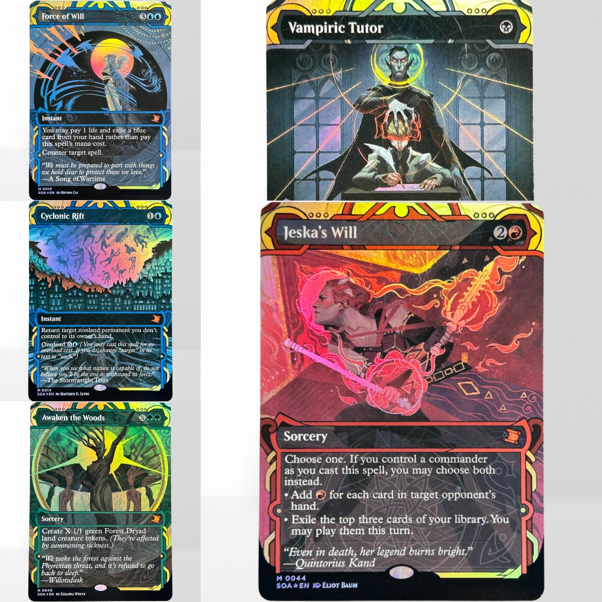 Tarjetas SOA SOC SLD LTC FOIL TCG para Proxy Mágico: Fuerza de la Voluntad, la Voluntad de Jeska, Tutor Vampírico, Despertar de los Bosques, Desgarro Ciclónico