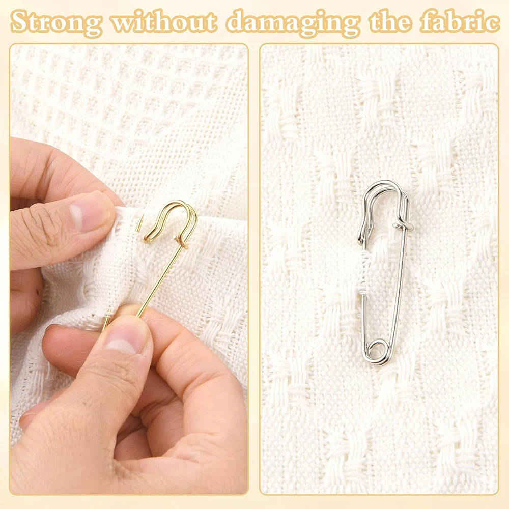 20PCS Large Safety Pins for Clothes Heavy Duty Quilting Blanket Pins Gold Silver Decorative Pins for Canvas Wool Clothing Crafts