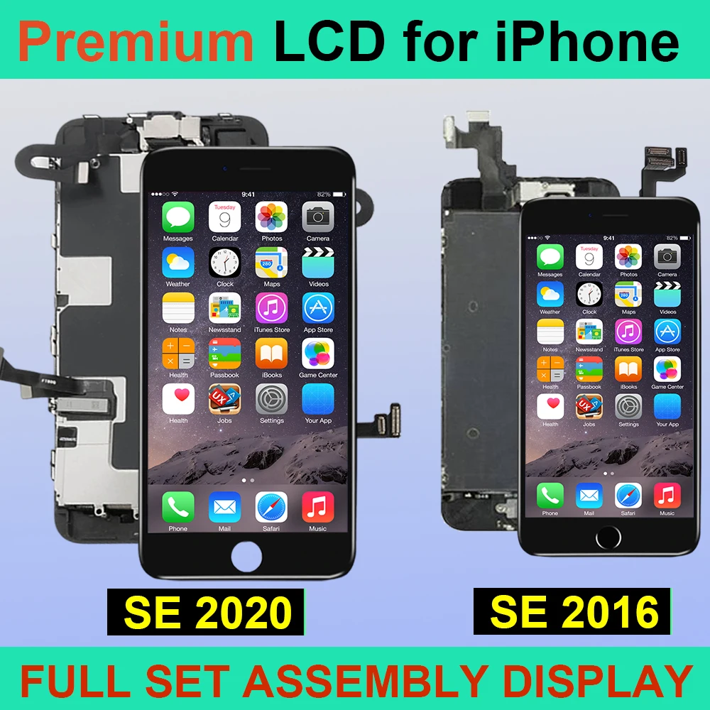 Pełny zestaw wyświetlacza do iPhone'a SE 2020 SE2 Wymiana ekranu LCD do iPhone'a SE 2016 Kompletny zestaw dotykowy Digitizer + przedni aparat fotograficzny