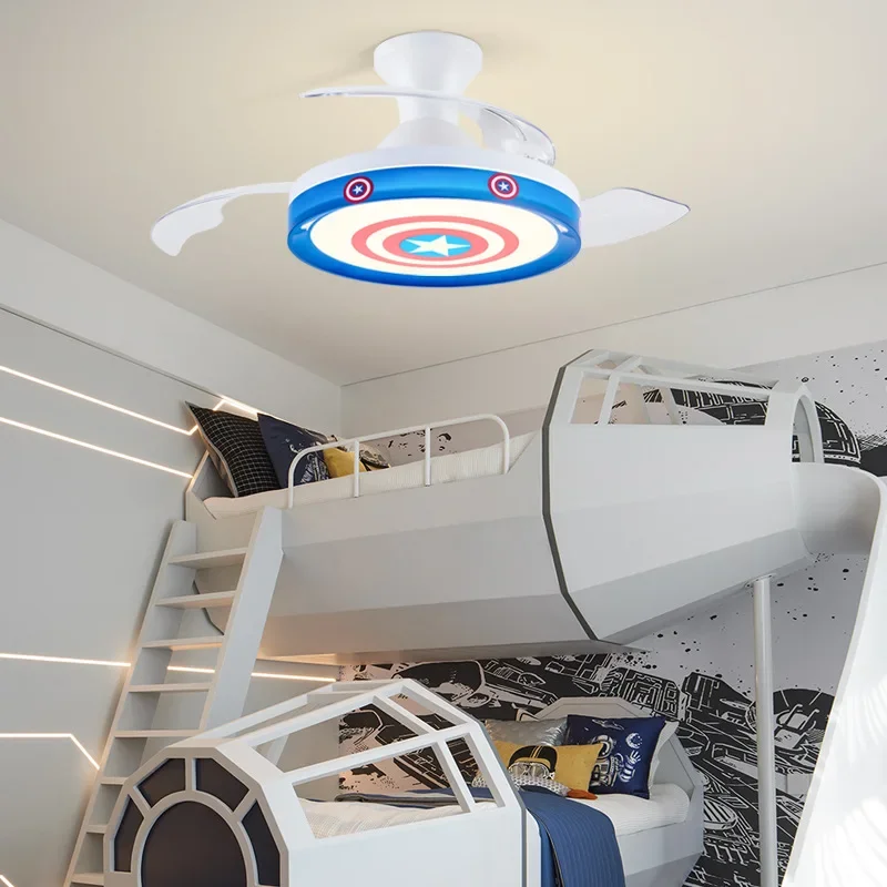 어린이방 팬 조명 침실 천장 선풍기 조명 식당 거실 가정용 주파수 변환 무소음 샹들리에