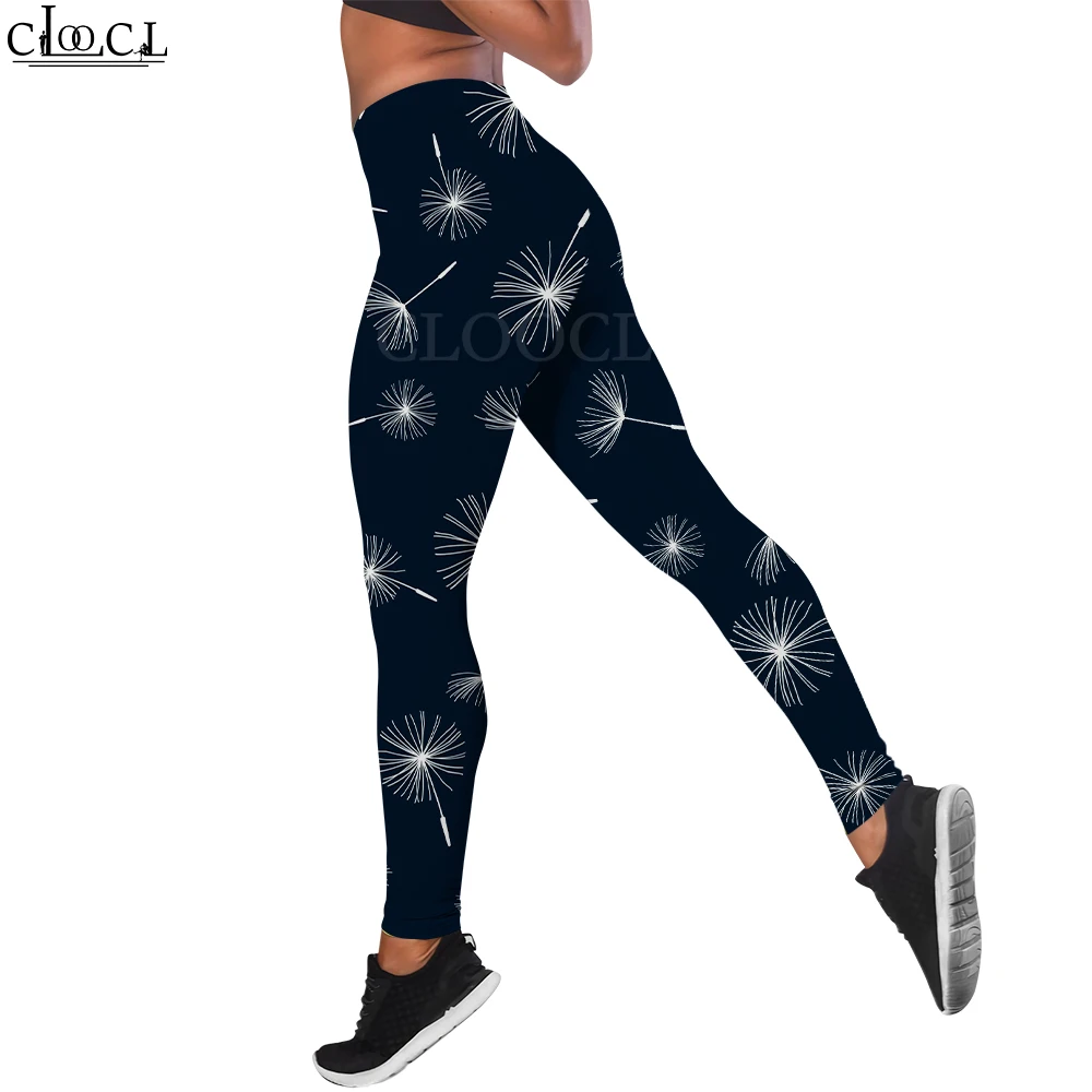 

CLOOCL Leggings Women Harajuku Dandelion Flower Printing Casual Slim Leggings High Waist Workout Sports Running Trousers