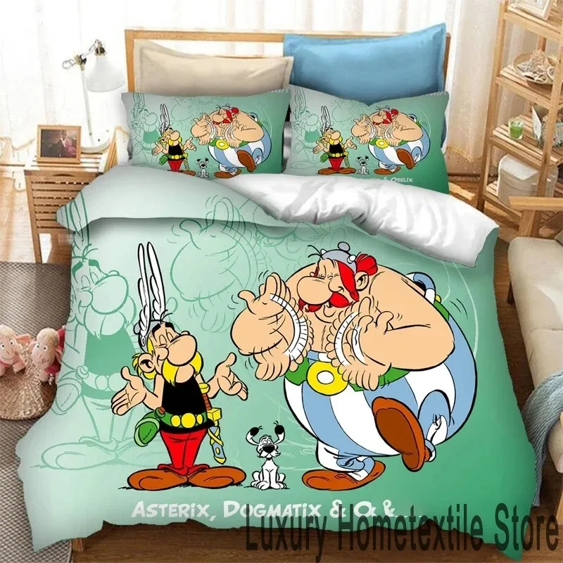 

3D Print Asterix Cartoon Obelix Bedding Set Double Twin King Duvet Cover Comforter Pillowcase Boys Girls Adults Bedroom