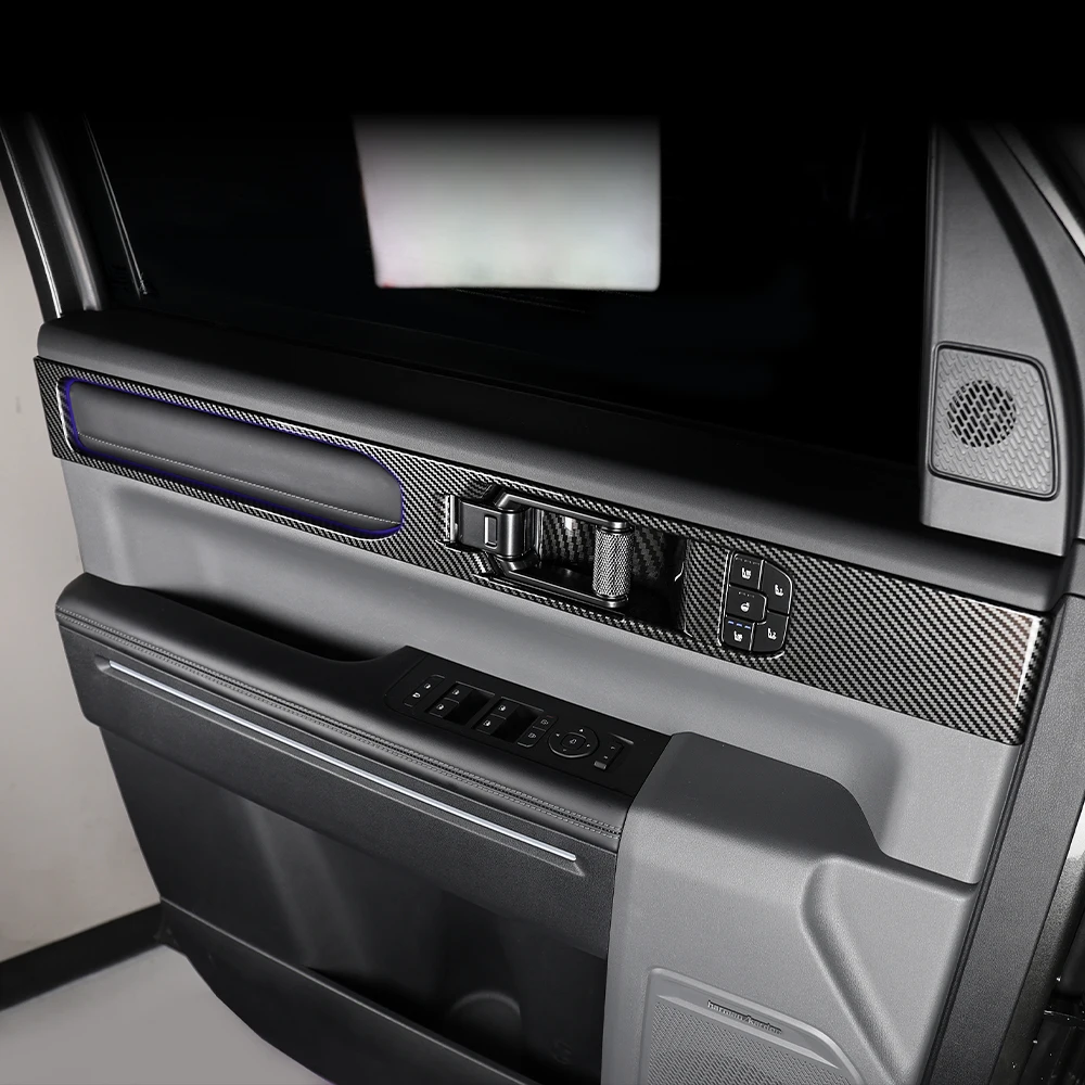 

For Kia TASMAN 2025 2026 4PCS Carbon Fiber Wood Grain ABS Inner Door Panel Cover Trim Accessories LHD/RHD