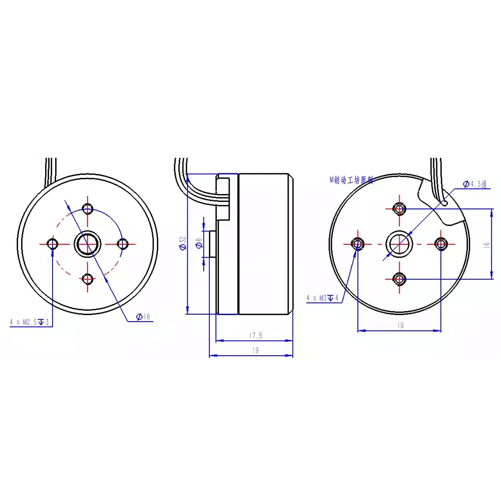 7.4-16V 2606 Hollow Shaft Brushless DC Motor+AS5600 Magnetic Encoder BLDC PTZ Motor Outer Rotor BLDC Motor Support FOC Control